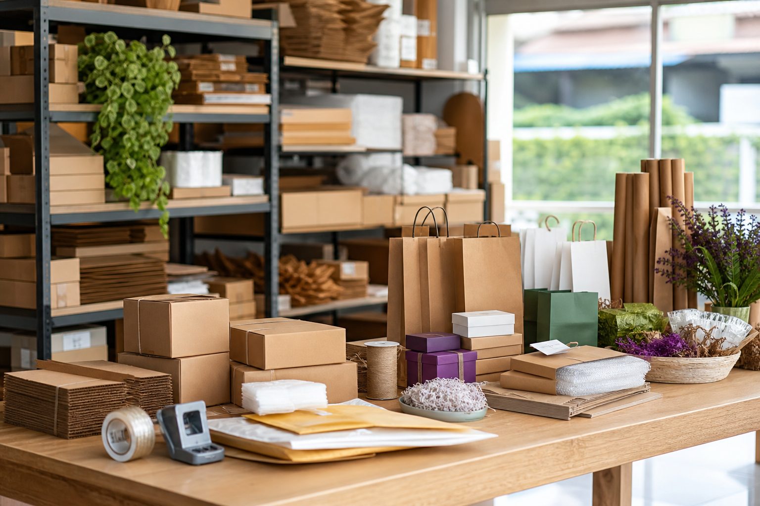 Packaging supplies including cartons, paper bags, labels, mailers, and boxes for SME businesses